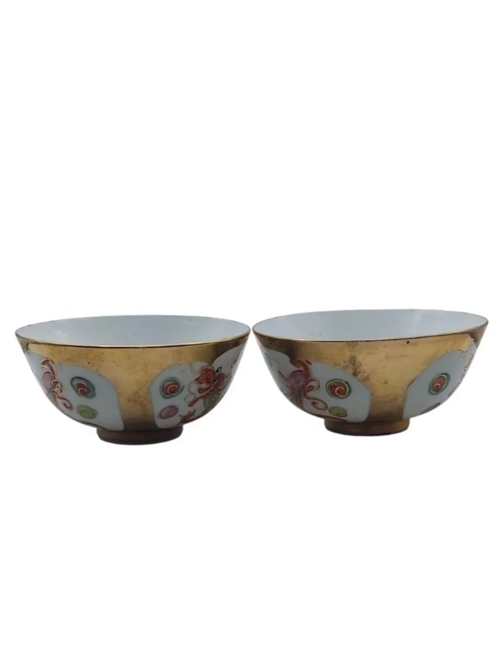 Vintage C L S Hand Decorated Dragon & Phoenix Rice Bowls Set Of 2 Hong Kong
